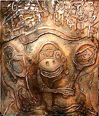 Erste Kupferplatte des Bildwegs Braunschweig 1998